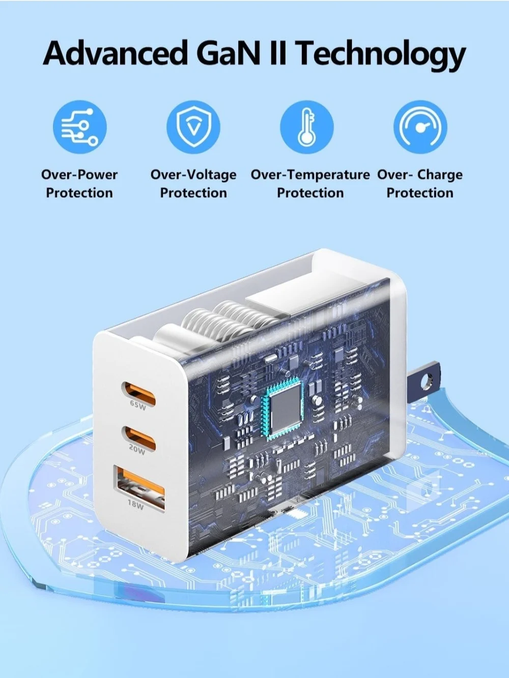 85W USB C Charger for iPhone 17 16 15 Pro Max,3-Port PD 3.0 GaN Fast Charging